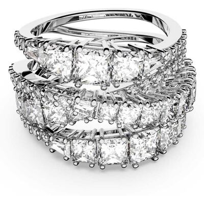 Swarovski Anello Hyperbola, Taglio misto, Bianco, Placcato rodio 50 Swarovski Anello Hyperbola, Taglio misto, Bianco, Placcato rodio 50