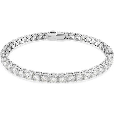 Swarovski Braccialetto Matrix Tennis, Taglio Round, Bianco, Placcato rodio L Swarovski Braccialetto Matrix Tennis, Taglio Round, Bianco, Placcato rodio L