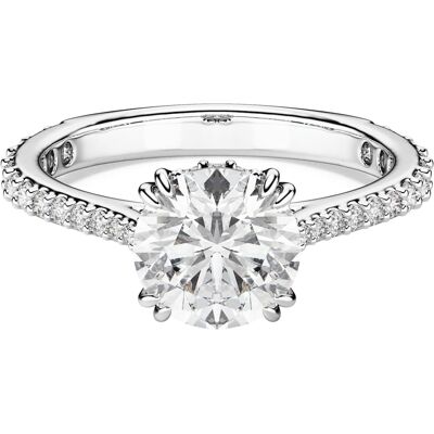 Swarovski Anello cocktail Stilla, Taglio tondo, Pavé, Bianco, Placcato color argento 60 Swarovski Anello cocktail Stilla, Taglio tondo, Pavé, Bianco, Placcato color argento 60