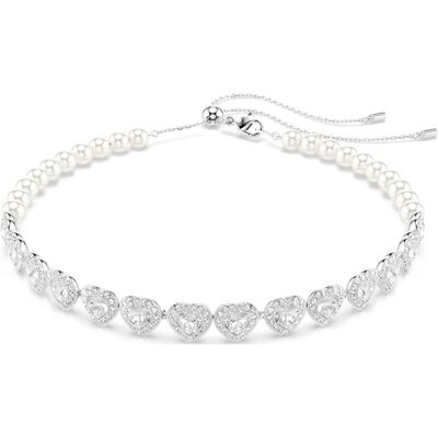 Swarovski Girocollo Ariana Grande x , Taglio misto, Crystal Pearl, Cuore, Bianco, Placcato rodio OS Swarovski Girocollo Ariana Grande x , Taglio misto, Crystal Pearl, Cuore, Bianco, Placcato rodio OS