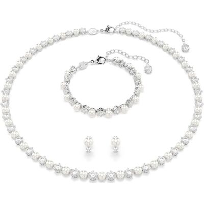 Swarovski Set Matrix, Crystal Pearl, Taglio Round, Bianco, Placcato rodio OS Swarovski Set Matrix, Crystal Pearl, Taglio Round, Bianco, Placcato rodio OS