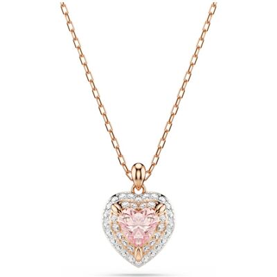 Swarovski Pendente One, Taglio Heart, Pavé, Cuore, Rosa, Finitura oro rosa 18K OS Swarovski Pendente One, Taglio Heart, Pavé, Cuore, Rosa, Finitura oro rosa 18K OS