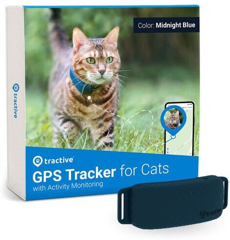 tractive gps cat 4 - collare gps gatto con monitoraggio del benessere   abbonamento escluso   tramindb   blu notte