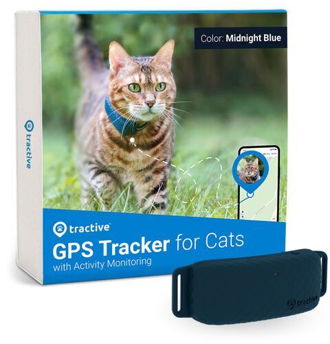 Tractive GPS CAT 4 - Collare gps gatto con monitoraggio del benessere   ABBONAMENTO ESCLUSO   TRAMINDB   Blu notte