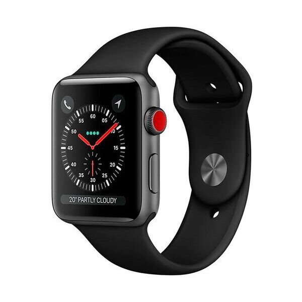 apple watch series 3 (2017)   38 mm   alluminio   gps   grigio   cinturino sport nero