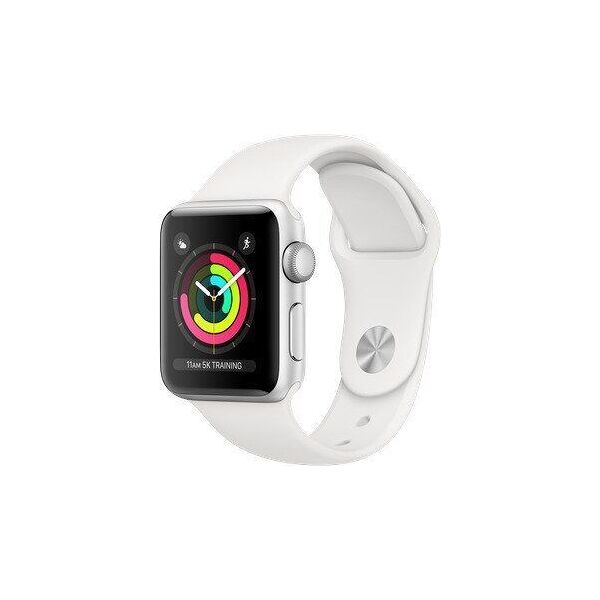 apple watch series 3 (2017)   38 mm   alluminio   gps   argento   cinturino sport bianco