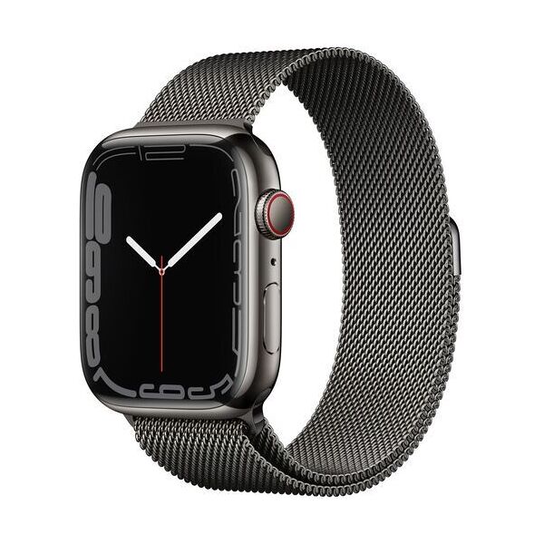 apple watch series 7 acciaio inossidabile 45 mm (2021)   gps + cellular   grafite   loop in maglia milanese color grafite