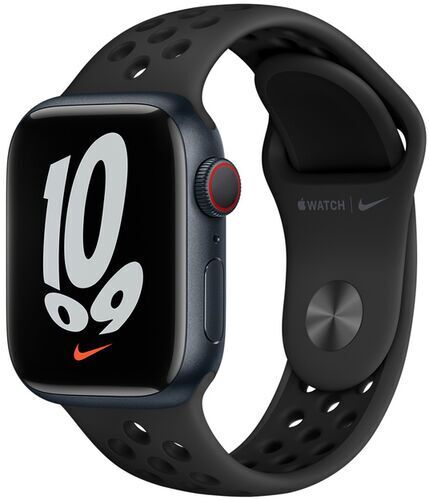 Apple Watch Nike Series 7 Alluminio 41 mm (2021)   GPS + Cellular   Mezzanotte   Cinturino Sport nero