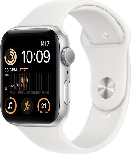 Apple Watch SE 44 mm (2022)   GPS   argento   Cinturino Sport bianco M/L