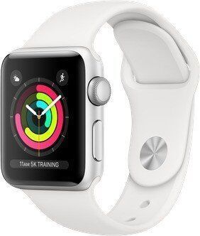 Apple Watch Series 3 (2017)   38 mm   Alluminio   GPS   argento   Cinturino Sport bianco