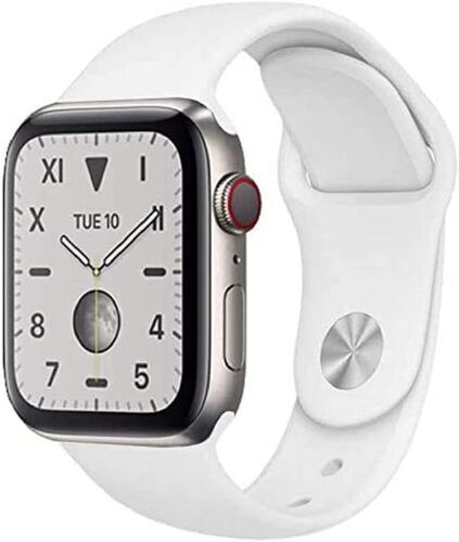 Apple Watch Series 5 (2019)   44 mm   Titan   GPS + Cellular   argento   Cinturino Sport bianco