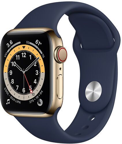 Apple Watch Series 6 Acciaio inossidabile 44 mm (2020)   oro   Cinturino Sport Deep Navy