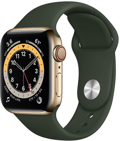 Apple Watch Series 6 Acciaio inossidabile 44 mm (2020)   oro   Cinturino Sport Cipro verde