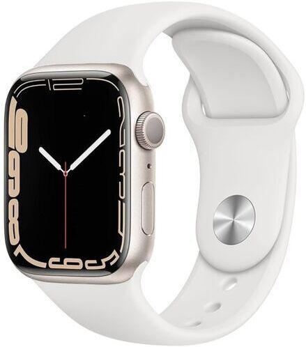 Apple Watch Series 7 Alluminio 41 mm (2021)   GPS + Cellular   Galassia   Cinturino Sport bianco