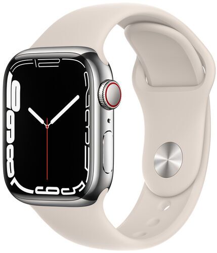 Apple Watch Series 7 Acciaio inossidabile 41 mm (2021)   GPS + Cellular   argento   Cinturino Sport Galassia
