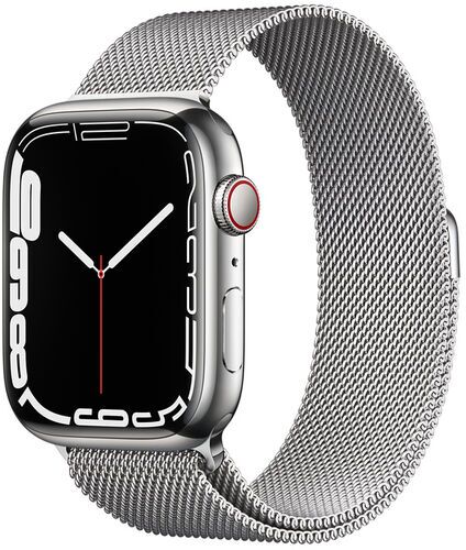 Apple Watch Series 7 Acciaio inossidabile 45 mm (2021)   GPS + Cellular   argento   Loop in maglia milanese color argento