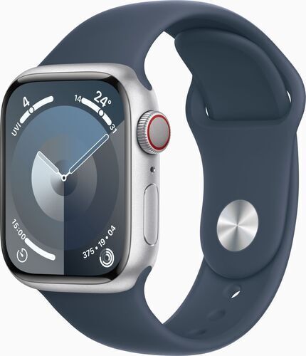 Apple Watch Series 9 Alluminio 41 mm (2023)   GPS   argento   Cinturino Sport Blu tempesta S/M