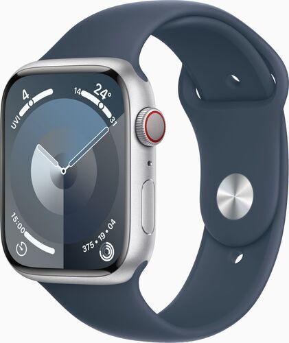 Apple Watch Series 9 Alluminio 45 mm (2023)   GPS + Cellular   argento   Cinturino Sport Blu tempesta M/L