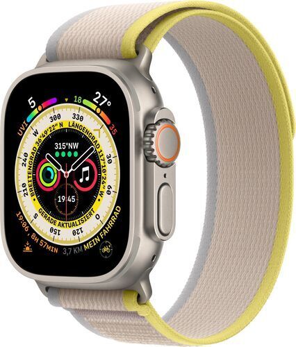 Apple Watch Ultra (2022)   49 mm   GPS + Cellular   argento   Trail Loop S/M giallo/beige