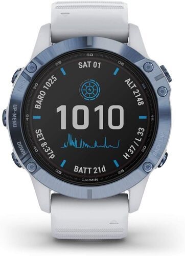 Garmin Fenix 6 Pro Solar (2020)   Acciaio inossidabile   blu/bianco