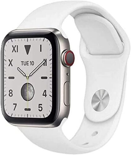 Apple Watch Series 5 (2019) 40 mm Titan GPS + Cellular argento Cinturino Sport bianco