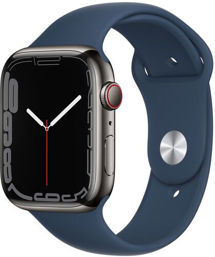 Apple Watch Series 7 Acciaio inossidabile 45 mm (2021) GPS + Cellular grafite Cinturino Sport Blu abisso