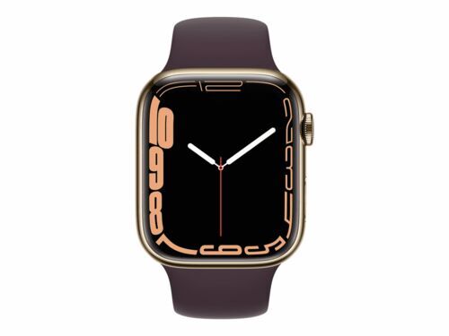 Apple Watch Series 7 Acciaio inossidabile 45 mm (2021) GPS oro Cinturino Sport Ciliegia scuro