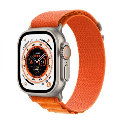 Apple Watch Ultra (2022) 49 mm GPS + Cellular argento Alpine Loop arancione Medium