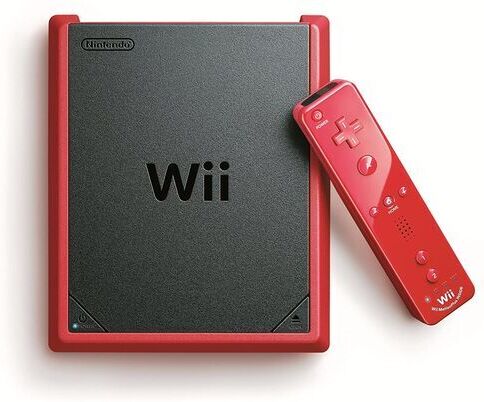 Nintendo Wii Mini   Nunchuck   Controllo remoto   rosso/nero