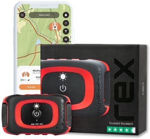 minifinder rex localizzatore gps per cani da caccia   nero/rosso