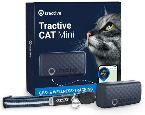 tractive gps cat mini - gps per gatti con monitor di attività   abbonamento escluso   trcat5db   blu scuro