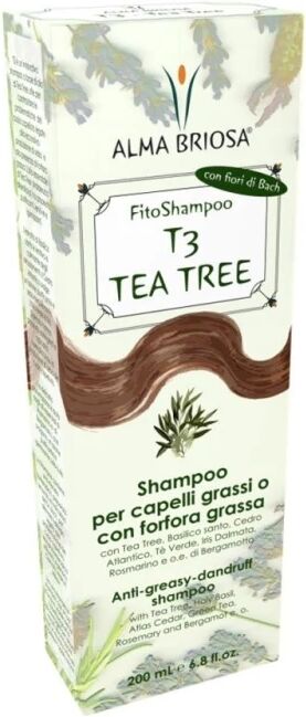 alma briosa Shampoo antiforfora Fitoshampoo Bio e Vegano T3 Tea Tree per la forfora grassa