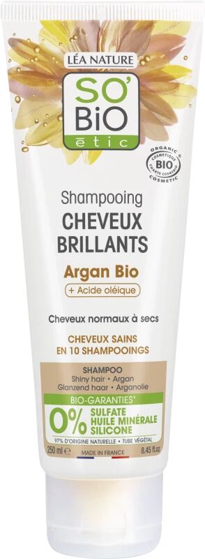 so'bio étic Shampoo Capelli Secchi e Trattati Shampoo Nutriente ed Illuminante con Argan ed Acido Oleico