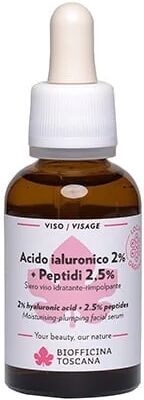 biofficina toscana Booster e attivi Siero Viso Idratante e Rimpolpante Acido Ialuronico 2% + Peptidi 2,5%