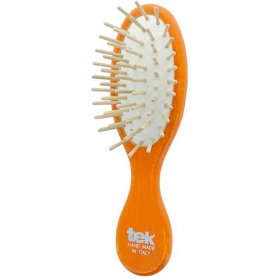 Spazzola ovale piccola con pettini di legno corti arancio - Spazzola per capelli Spazzola ovale piccola con pettini di legno corti arancio - Spazzola per capelli