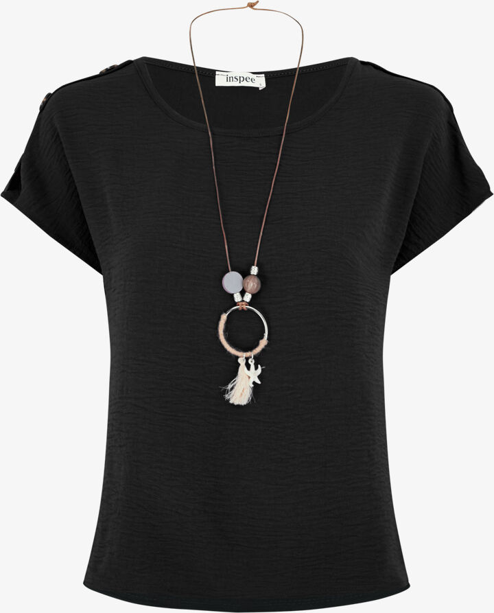 stand-prive.com top fluido a maniche corte con collana lunga nero 36