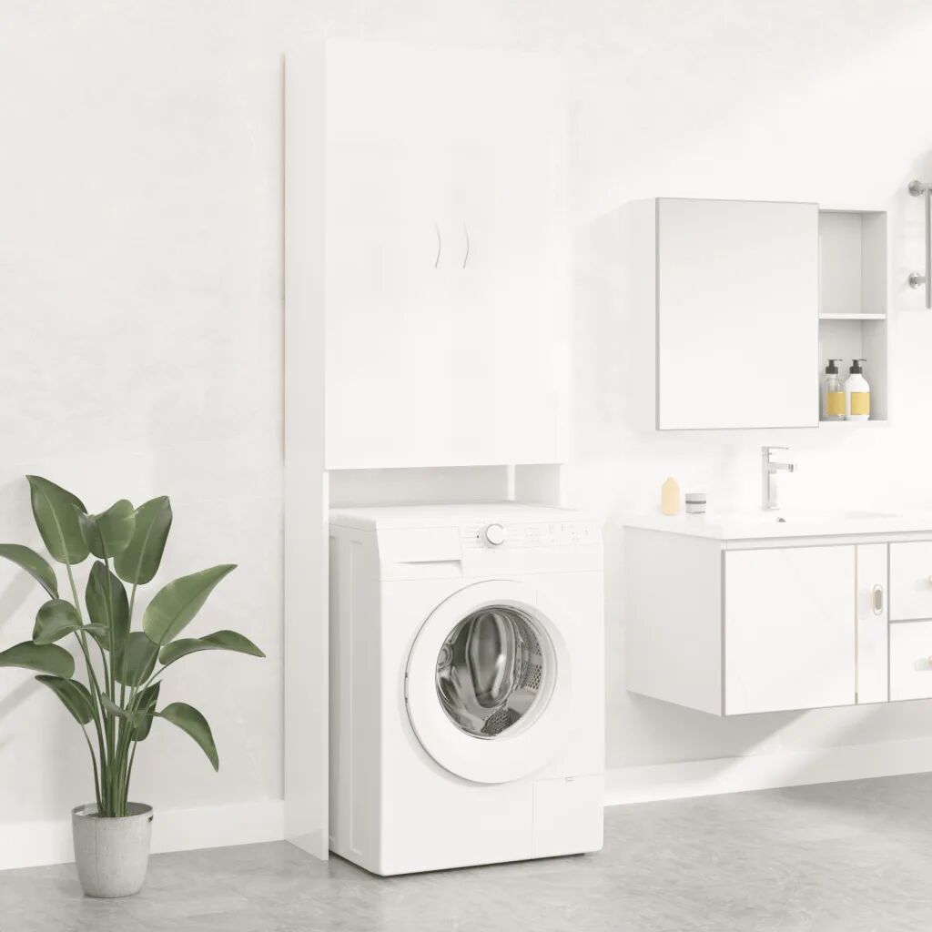 Vidaxl Mobile Per Lavatrice Bianco Lucido 64x25,5x190 cm