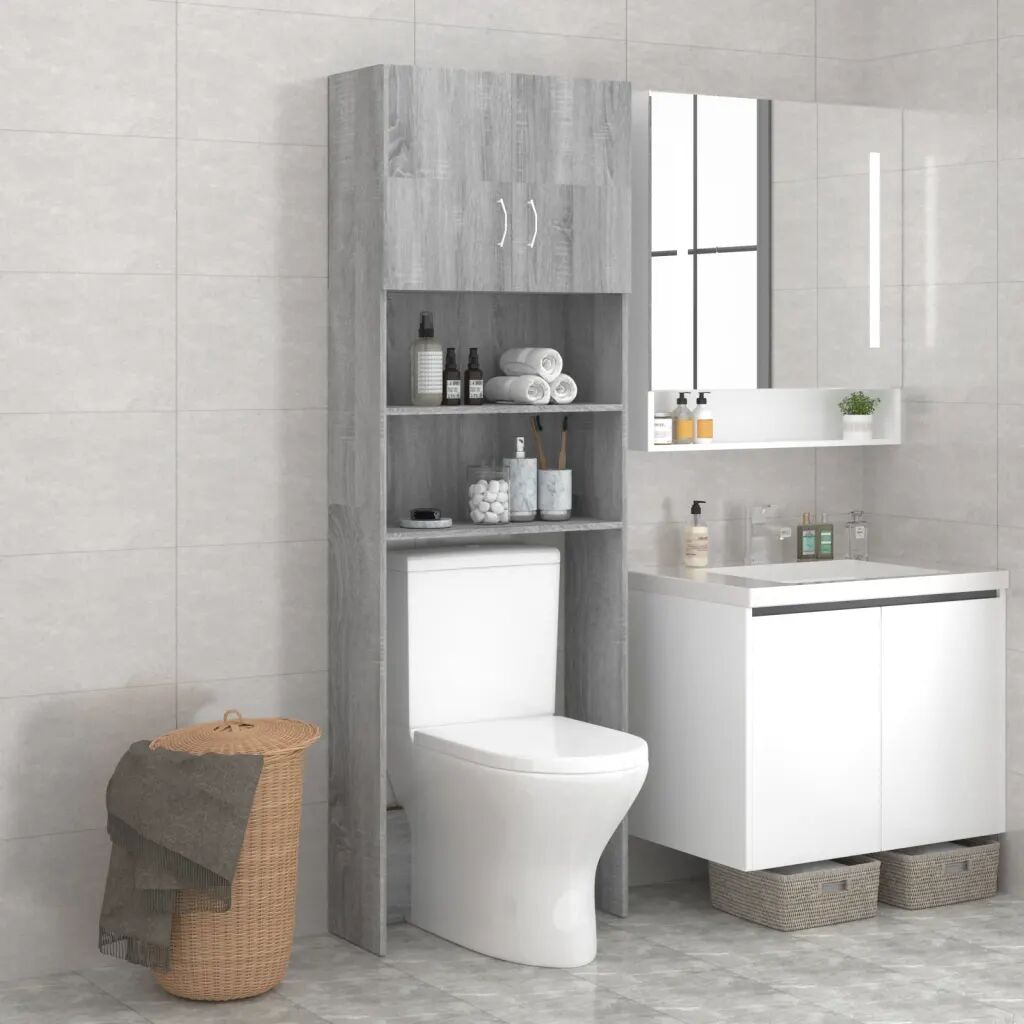 Vidaxl Mobile Per Lavatrice Grigio Sonoma 64x25,5x190 cm