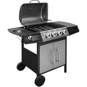 Vidaxl Barbecue E Griglia A Gas 4+1 Fornelli Nero E Argento