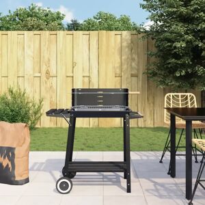 Vidaxl Barbecue A Carbonella Con Ruote In Acciaio Nero