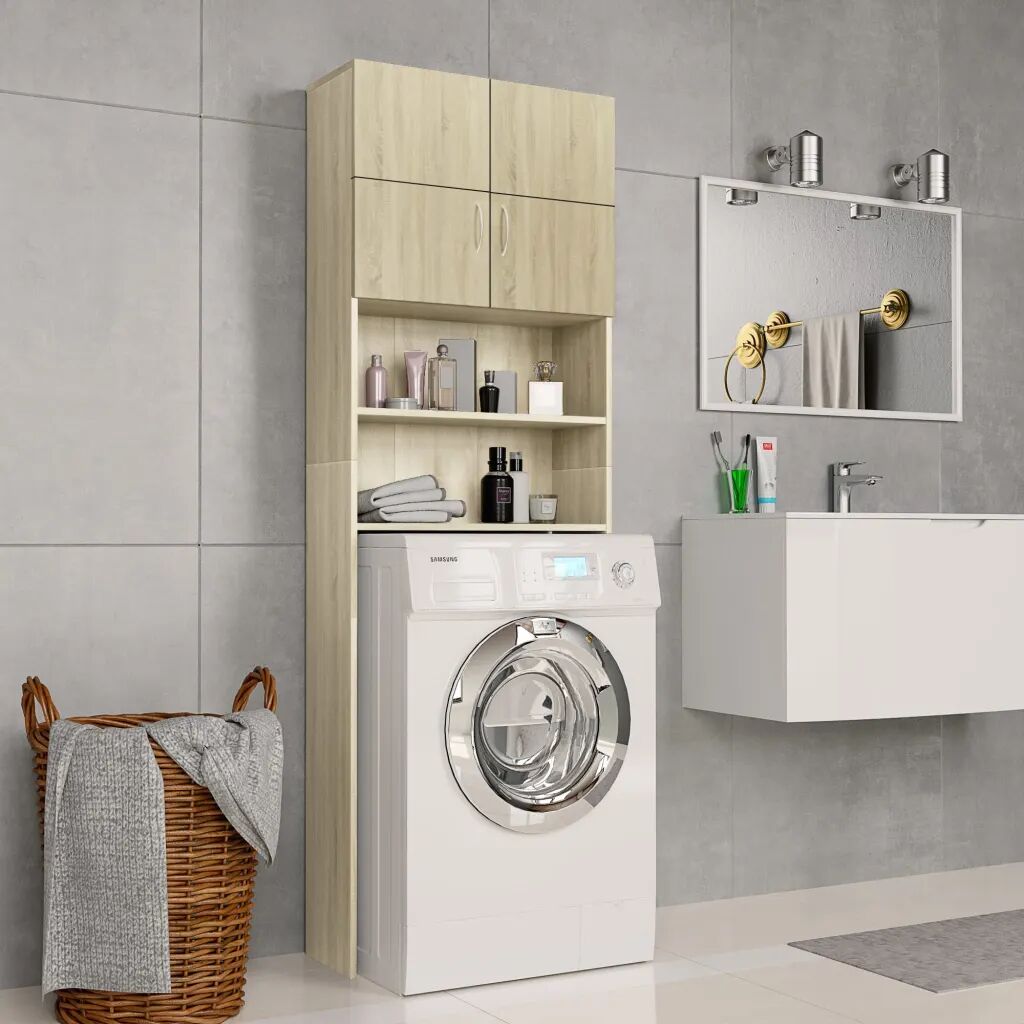 Vidaxl Mobile Lavatrice Rovere Sonoma 64x25,5x190 Cm Legno Multistrato