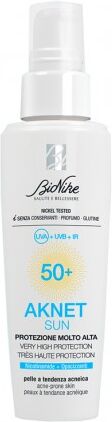 Bionike Aknet Sun SPF50+ protezione molto alta per pelle acneica 50 ml