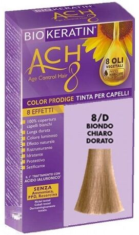 gdp -general dietet. pharma biokeratin ach8 color prodige 8/d biondo chiaro dorato tinta per capelli agli oli vegetali