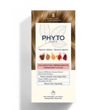 PHYTO Color Kit 8 Biondo Chiaro tinta per capelli 1 latte 50 ml + 1 crema 50 ml + 1 maschera 12 ml