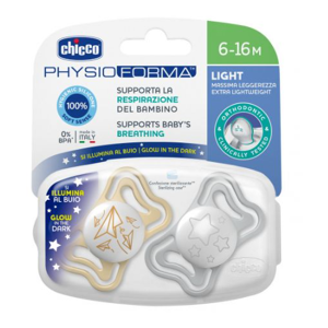 Chicco Succhietto Light Lumi in Silicone 6-16 Mesi - 2 Pezzi