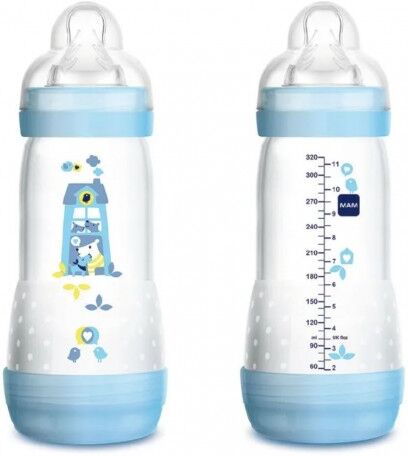 MAM Easy Start Biberon azzurro con tettarella in silicone per bambini 320 ml