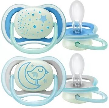 Philips Avent Succhietto Ultra Air traspirante notturno con custodia 6-18 mesi azzurro 2 pezzi