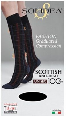 SOLIDEA BY CALZIFICIO PINELLI Solidea Scottish Knee-High 100 den Gambaletto Unisex Fantasia Nero Tg. 3