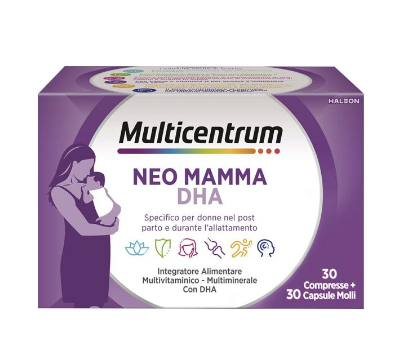 multicentrum neo mamma dha integratore per post parto e allattamento 30 compresse + 30 capsule molli