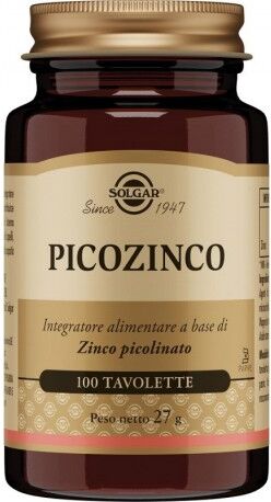 Solgar Picozinco 100 tavolette - Integratore di zinco per capelli, pelle e unghie